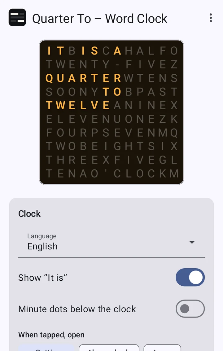 The app’s settings with a preview
